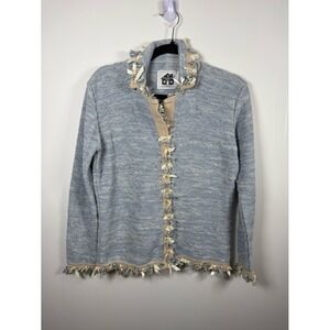 STORYBOOK KNITS | Vintage 90s Fringe Knit Glamour Novelty Cardigan Sweater XS
